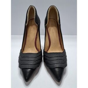 LAMB Womens 8.5 M Heels Black Leather Peep Toe Stiletto Heel Gwen‎ Stefani Shoes